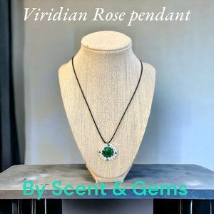 Scent & Gems, Viridian Rose pendant (choker)